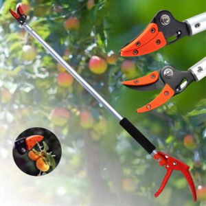 Nożycowy sekator do przycinania gałęzi i zbierania owoców, długi