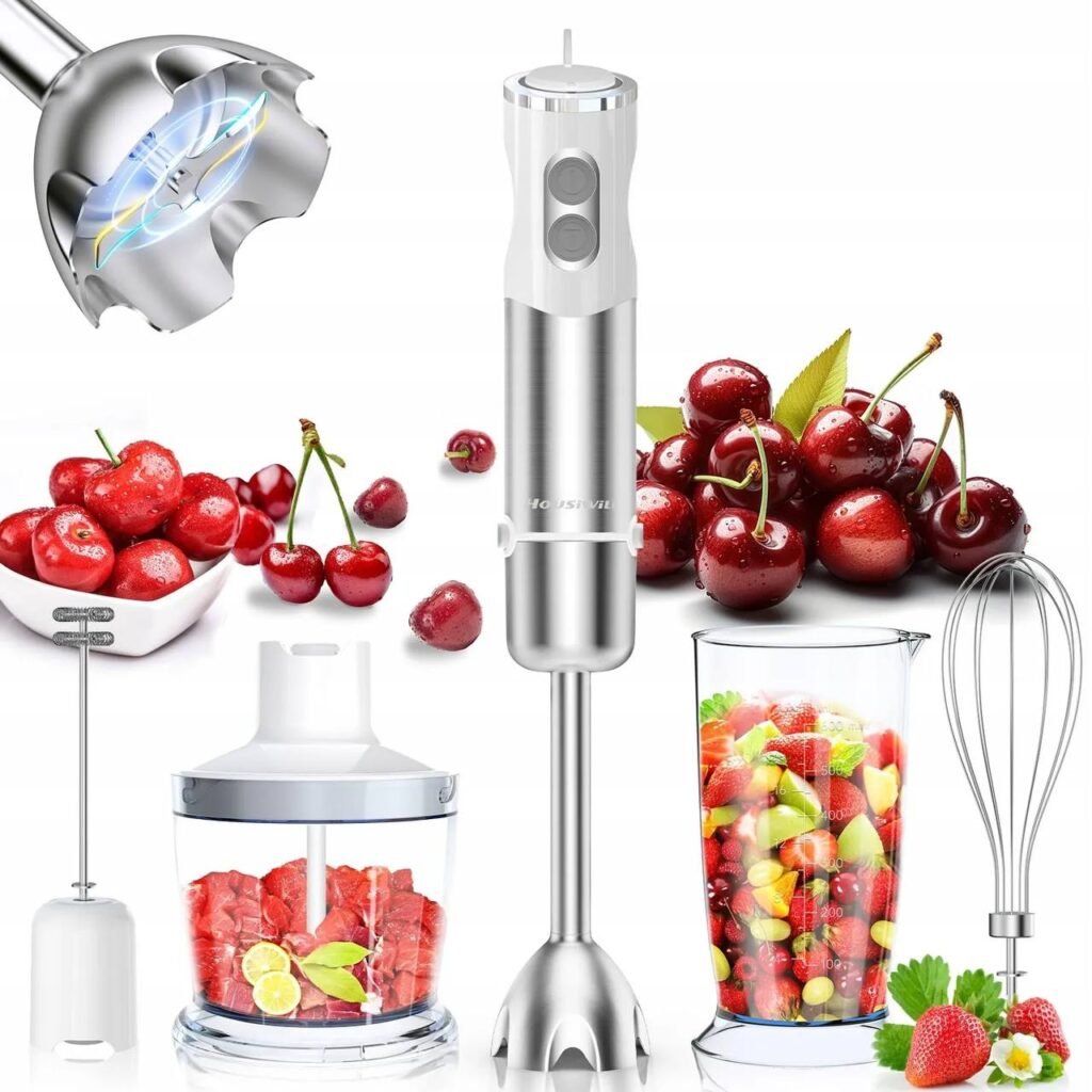Blender Ręczny Pionowy 5w1 1200W TITANIUM QuadBlade Czarny